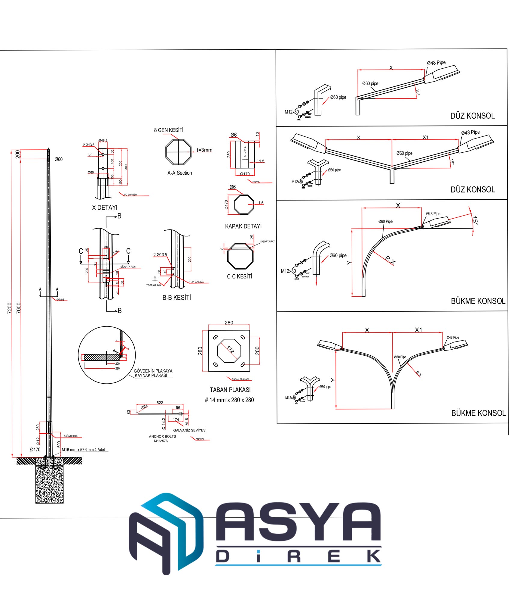 Sokak Aydınlatma Direk AD70